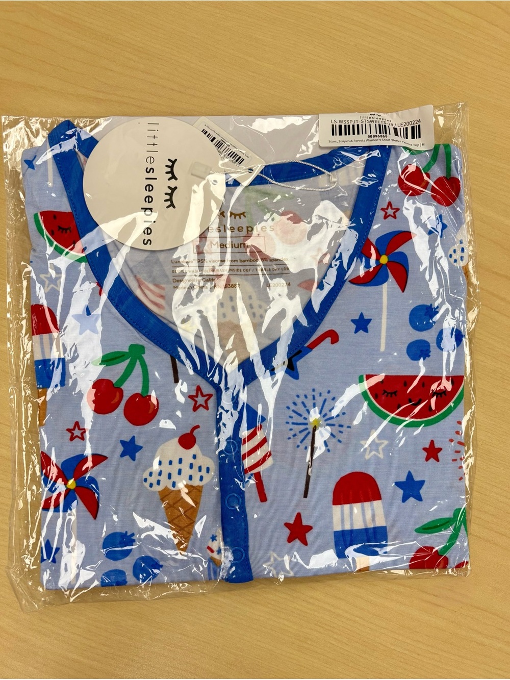 Little Sleepies Blue Patriotic Print Womens Shirt